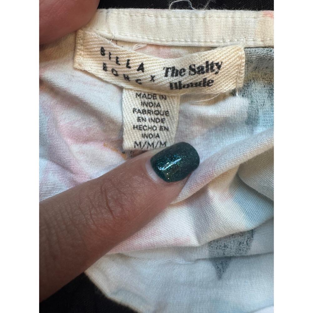 BILLABONG Salty Blonde Back In Town Top M Multicolor Floral Puff Sleeve - Picture 6 of 7